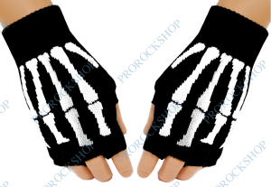 pletené rukavice bez prstů skeleton