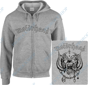 šedivá mikina s kapucí a zipem Motörhead