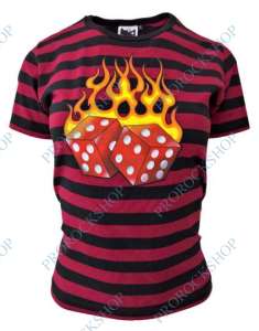 dámské triko hořící kostky pruhy červené