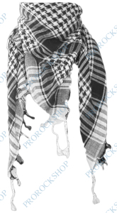 šátek palestina, arafat - černobílý - bílý s černým vzorem