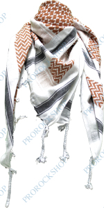 šátek palestina, arafat - bílý s hnědým a černým vzorem