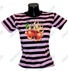 dámské triko Třešně - růžové pruhy