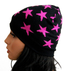pletená čepice růžové hvězdy