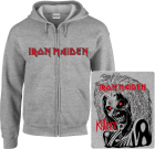 šedivá mikina s kapucí a zipem Iron Maiden - Killers