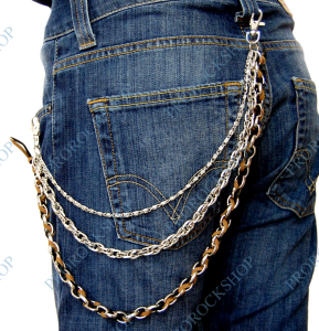 řetěz na kalhoty s koženým proužkem