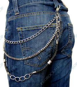 řetěz na kalhoty s koženou ozdobou