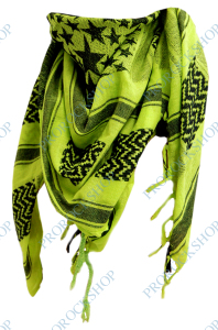 šátek palestina, arafat - neonově žlutý s hvězdami
