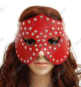kožená maska s cvoky, červená II