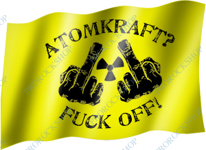 venkovní vlajka Atomkraft? Fuck Off!