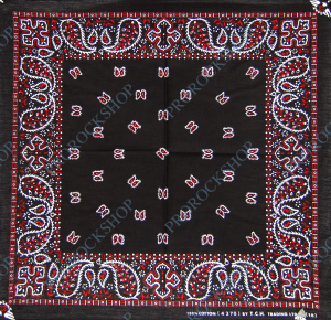 šátek bandana paisley, černo červená
