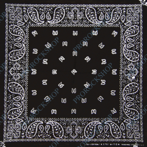 šátek bandana paisley, černobílá