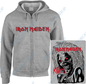 šedivá mikina s kapucí a zipem Iron Maiden - Killers