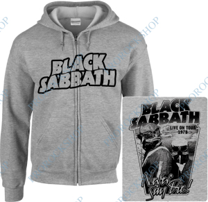 šedivá mikina s kapucí a zipem Black Sabbath - Never Say Die