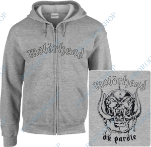 šedivá mikina s kapucí a zipem Motörhead - On Parole