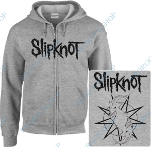 šedivá mikina s kapucí a zipem Slipknot - Goat