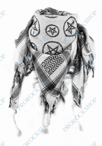 šátek palestina, arafat - pentagram černobílý