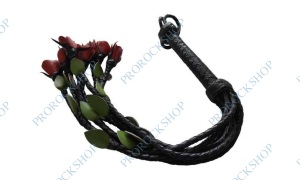 bič, plácačka Růže - Flogger whip in black & roses