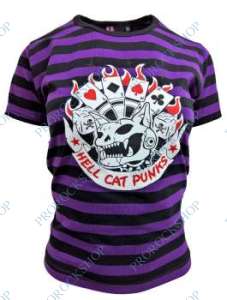 dámské triko Hell Cat Punks - fialové pruhy