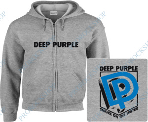 šedivá mikina s kapucí a zipem Deep Purple - Smoke On The Water