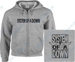 šedivá mikina s kapucí a zipem System Of A Down - Eagle Logo