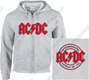 šedivá mikina s kapucí a zipem AC/DC - High Voltage Rock And Roll