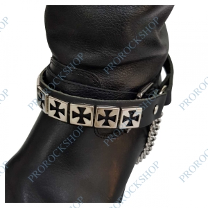 kožená ozdoba na boty - maltézský kříž hranatý