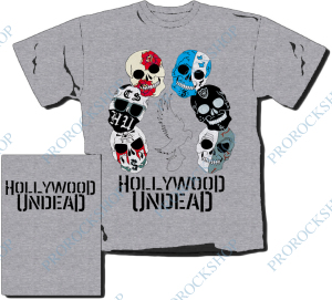 šedivé pánské triko Hollywood Undead - Mask
