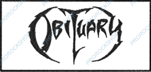 bílá nášivka Obituary - logo