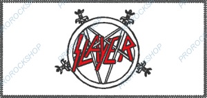 bílá nášivka Slayer - pentagram