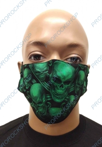 rouška, obličejová maska - zelené lebky