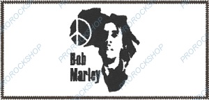 bílá nášivka Bob Marley