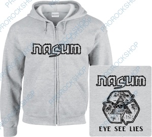 šedivá mikina s kapucí a zipem Nasum - Eye See Lies
