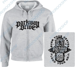 šedivá mikina s kapucí a zipem Parkway Drive - Burn Your Heaven