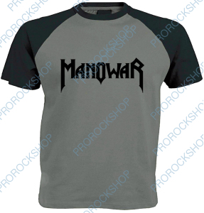 šedočerné pánské triko Manowar - logo