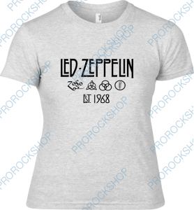 šedivé dámské triko Led Zeppelin - logo