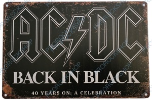 nástěnná plechová cedule, obraz AC/DC - Back In Black