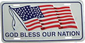 US autoznačka God Bless America - vlajka