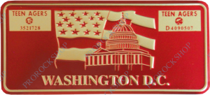 US autoznačka Washington D.C. - zlatá a červená barva
