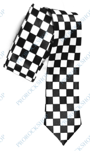 vázací kravata SKA, černobílá šachovnice