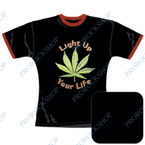 dětské dívčí černé triko Marihuana, Light Up Your Life