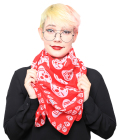 klasický šátek červený s lebkami
