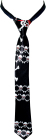 nasazovací kravata černá, lebky s hnáty