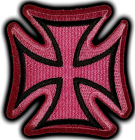emblém, nášivka maltézský kříž - růžový