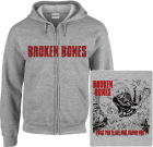šedivá mikina s kapucí a zipem Broken Bones - Fuck You