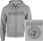 šedivá mikina s kapucí a zipem Ramones - Logo