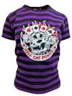 dámské triko Hell Cat Punks - fialové pruhy
