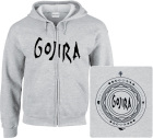 šedivá mikina s kapucí a zipem Gojira - logo