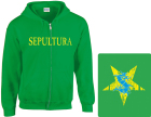 zelená mikina s kapucí a zipem Sepultura