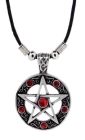 přívěsek na krk pentagram, červené kameny 3,3 cm