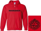 červená mikina s kapucí a zipem Rammstein - logo